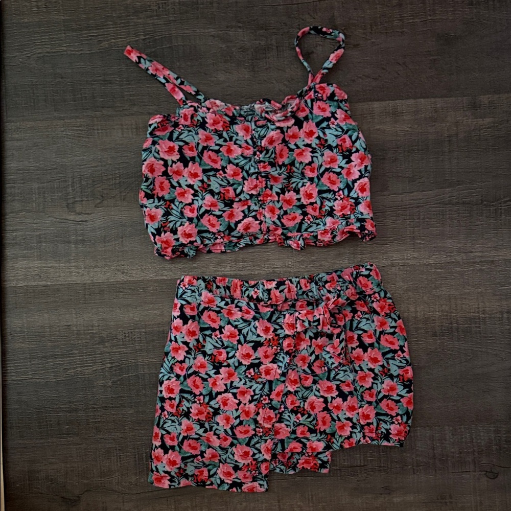 Old Navy 3T Floral Two-Piece Set with Pink and Green